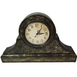 Vintage Gray Round Dial Analog Mantel Clock Gray Rustic Three Hand Corp